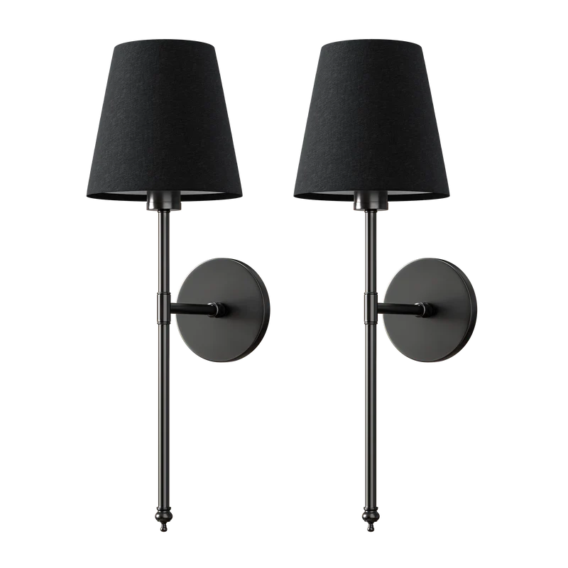 Wandlamp Goud Zwarte Kap Set 2 Draadloos Afstandsbediening Dimbaar RGB Slaapkamer Woonkamer | Sansoti