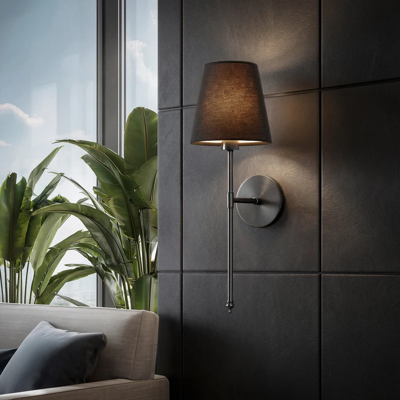 Wandlamp Goud Zwarte Kap Set 2 Draadloos Afstandsbediening Dimbaar RGB Slaapkamer Woonkamer | Sansoti