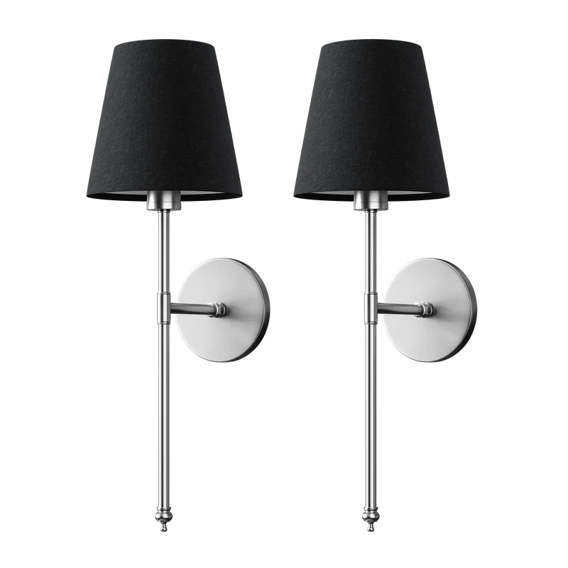 Wandlamp Goud Zwarte Kap Set 2 Draadloos Afstandsbediening Dimbaar RGB Slaapkamer Woonkamer | Sansoti