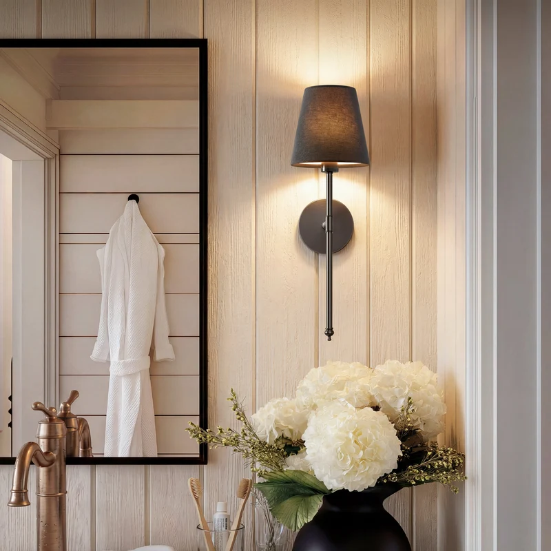 Wandlamp Goud Zwarte Kap Set 2 Draadloos Afstandsbediening Dimbaar RGB Slaapkamer Woonkamer | Sansoti