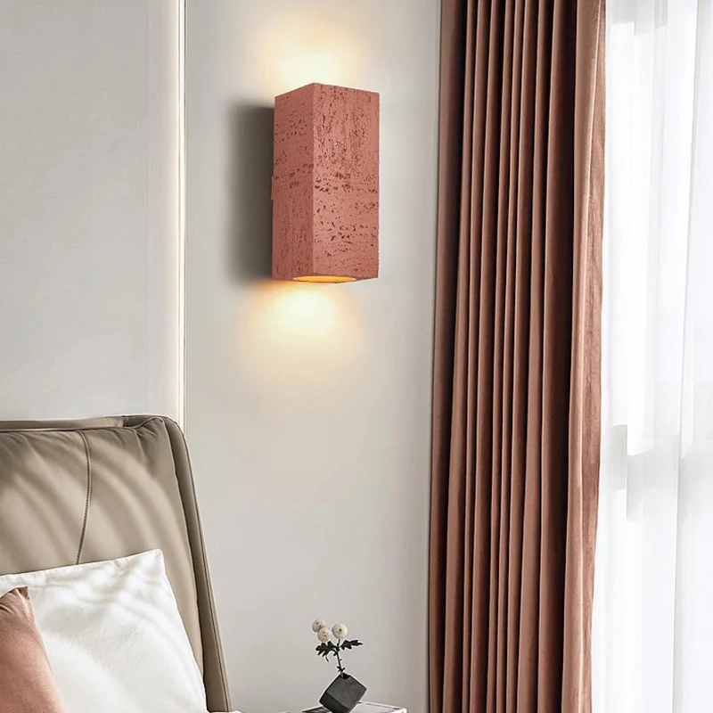 Japandi Wandlamp Travertijn Look Cement Rechthoek Warm Licht Woonkamer Slaapkamer | Sansoti