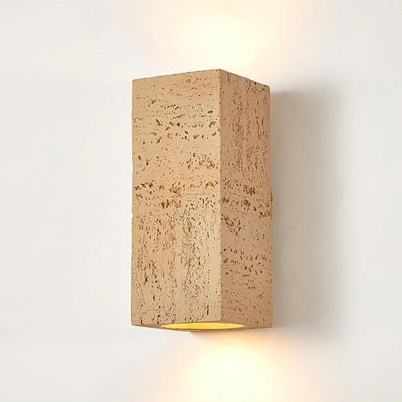 Japandi Wandlamp Travertijn Look Cement Rechthoek Warm Licht Woonkamer Slaapkamer | Sansoti