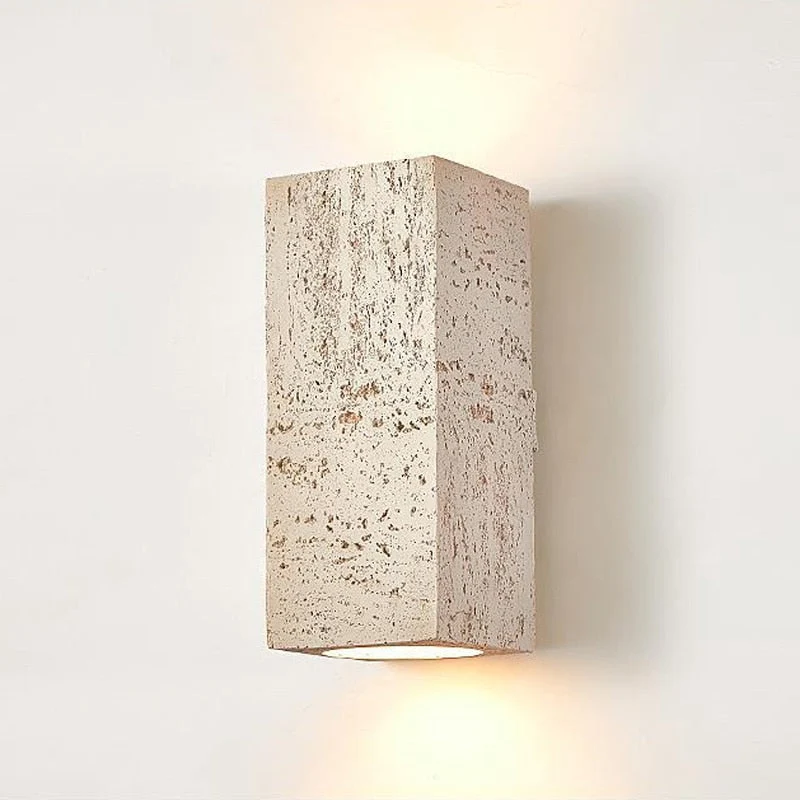 Japandi Wandlamp Travertijn Look Cement Rechthoek Warm Licht Woonkamer Slaapkamer | Sansoti