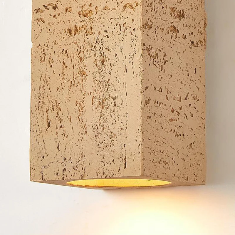 Japandi Wandlamp Travertijn Look Cement Rechthoek Warm Licht Woonkamer Slaapkamer | Sansoti