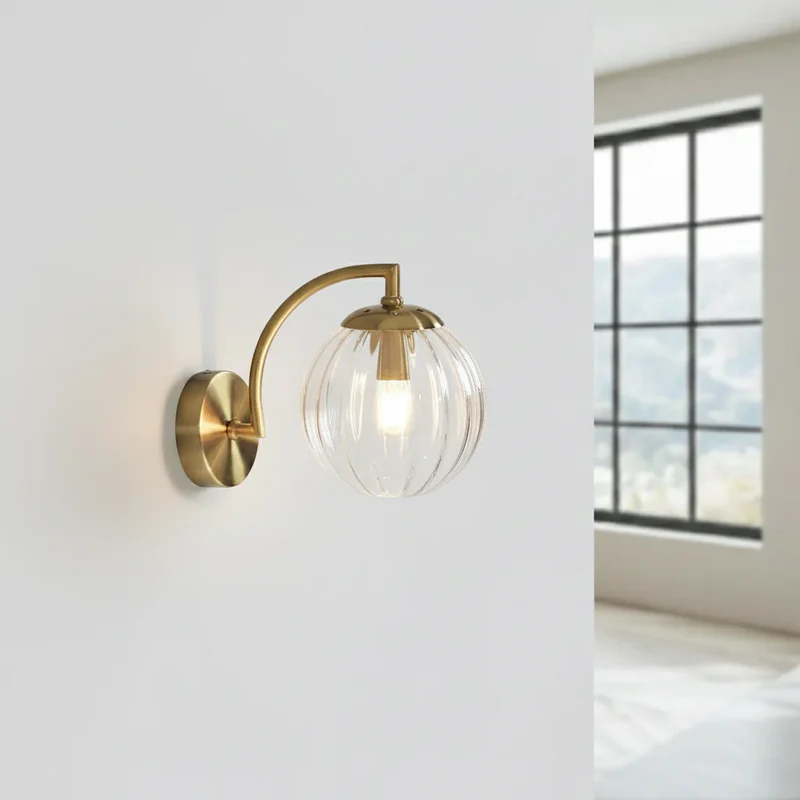 Wandlamp Bol Getint Glas Goud Metaal E14 Woonkamer Slaapkamer Hal Retro Modern | Sansoti