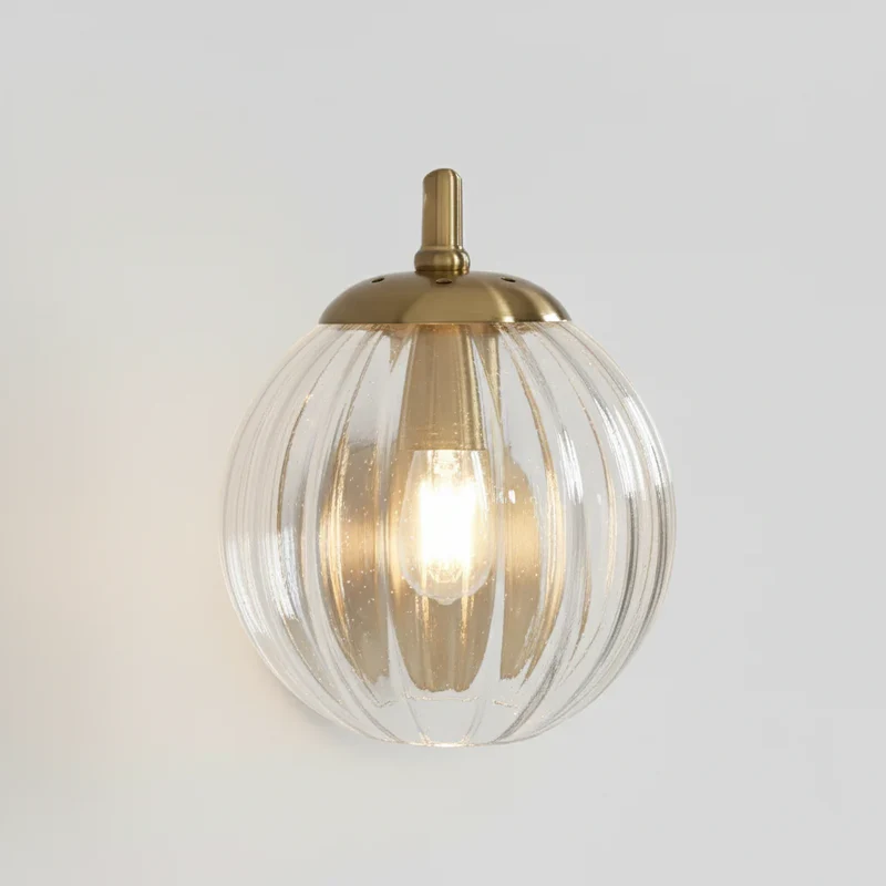 Wandlamp Bol Getint Glas Goud Metaal E14 Woonkamer Slaapkamer Hal Retro Modern | Sansoti
