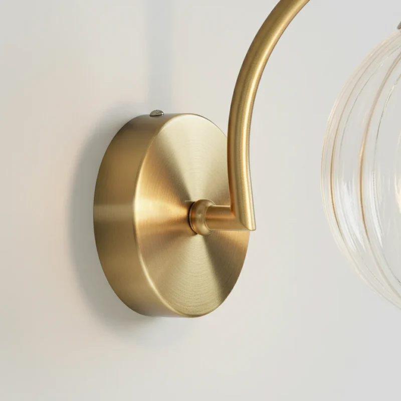 Wandlamp Bol Getint Glas Goud Metaal E14 Woonkamer Slaapkamer Hal Retro Modern | Sansoti