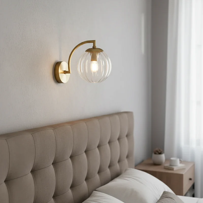 Wandlamp Bol Getint Glas Goud Metaal E14 Woonkamer Slaapkamer Hal Retro Modern | Sansoti