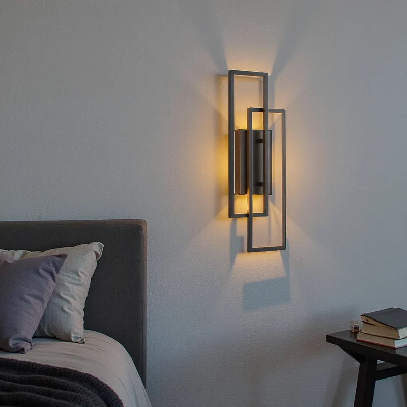 Wandlamp LED Rechthoekig Geometrisch Aluminium Zwart Warm Wit 3000K Hal Slaapkamer Modern | Sansoti