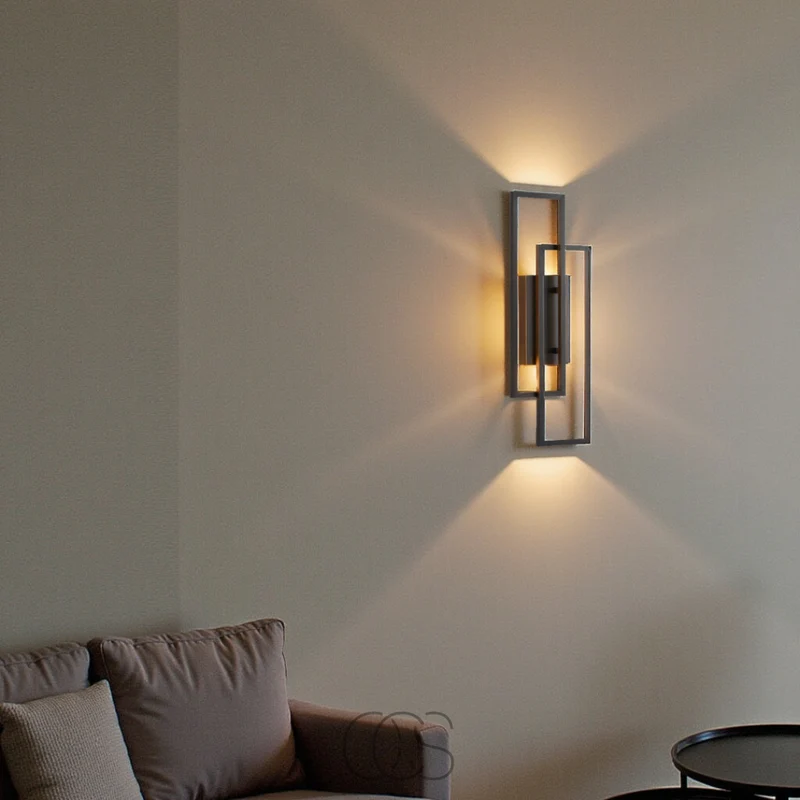 Wandlamp LED Rechthoekig Geometrisch Aluminium Zwart Warm Wit 3000K Hal Slaapkamer Modern | Sansoti