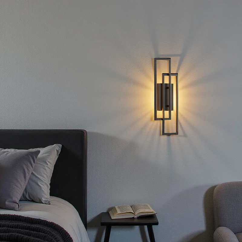 Wandlamp LED Rechthoekig Geometrisch Aluminium Zwart Warm Wit 3000K Hal Slaapkamer Modern | Sansoti