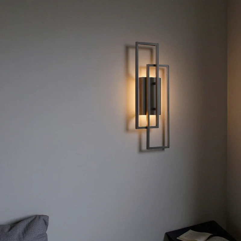 Wandlamp LED Rechthoekig Geometrisch Aluminium Zwart Warm Wit 3000K Hal Slaapkamer Modern | Sansoti