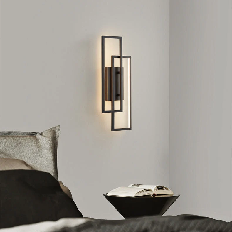 Wandlamp LED Rechthoekig Geometrisch Aluminium Zwart Warm Wit 3000K Hal Slaapkamer Modern | Sansoti
