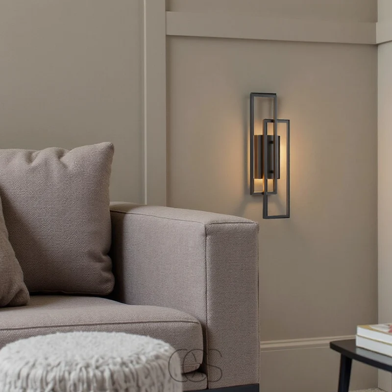 Wandlamp LED Rechthoekig Geometrisch Aluminium Zwart Warm Wit 3000K Hal Slaapkamer Modern | Sansoti