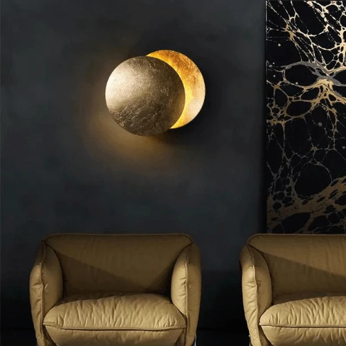 Wandlamp Zonsverduistering Draaibaar Metaal Goud Art Deco LED | Sansoti