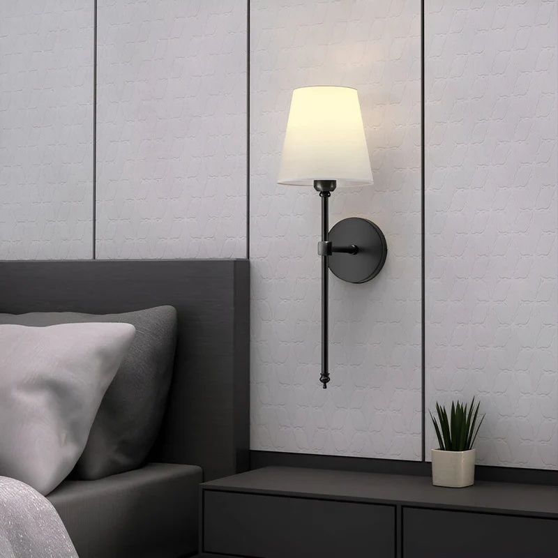 Wandlamp Set 2 Stuks Metaal Stoffen Kap 51cm Slaapkamer Hal Hotel Chique | Sansoti