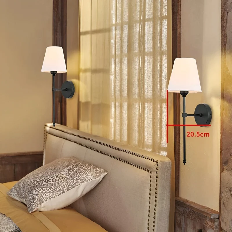 Wandlamp Set 2 Stuks Metaal Stoffen Kap 51cm Slaapkamer Hal Hotel Chique | Sansoti