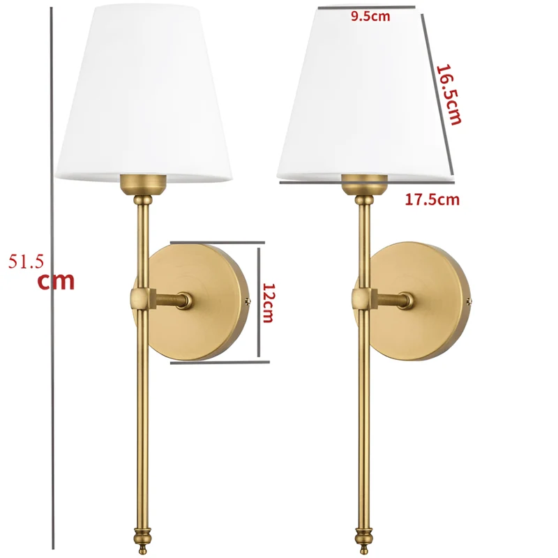 Wandlamp Set 2 Stuks Metaal Stoffen Kap 51cm Slaapkamer Hal Hotel Chique | Sansoti