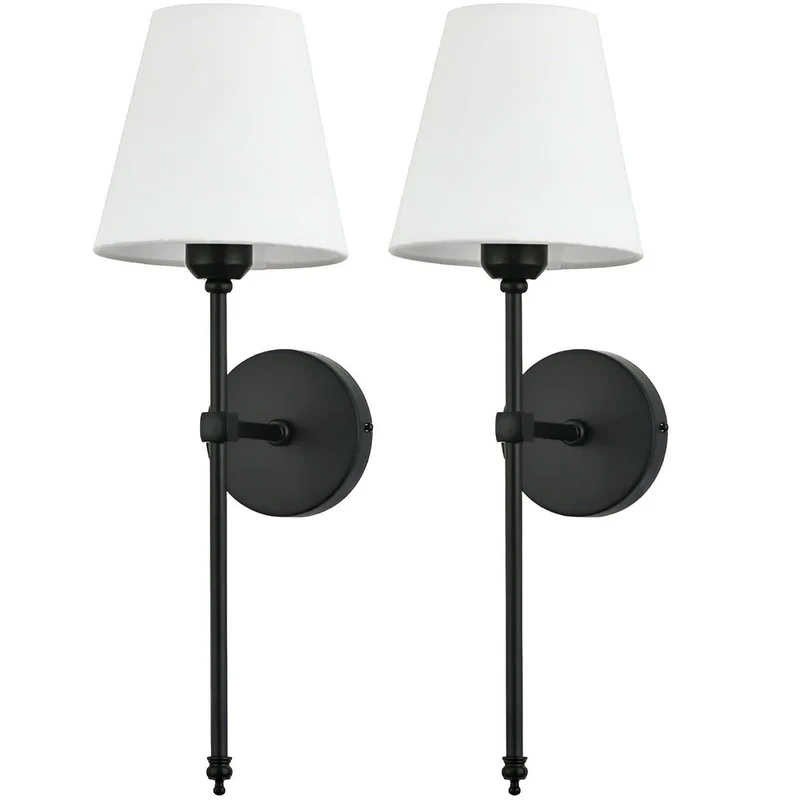 Wandlamp Set 2 Stuks Metaal Stoffen Kap 51cm Slaapkamer Hal Hotel Chique | Sansoti