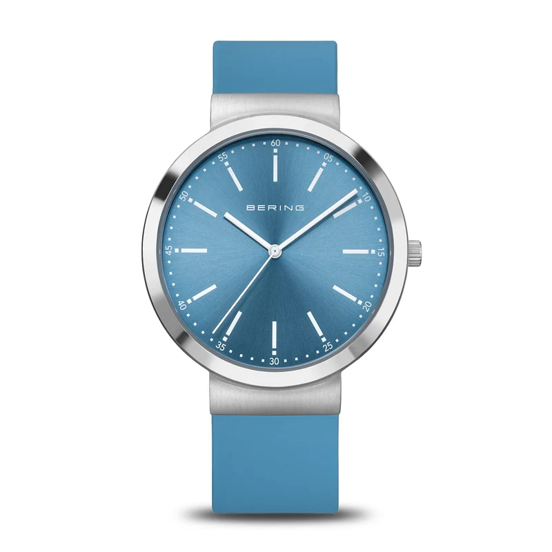 Bering Classic 10141-398 Damenuhr Blau • Saphirglas • Silikonarmband