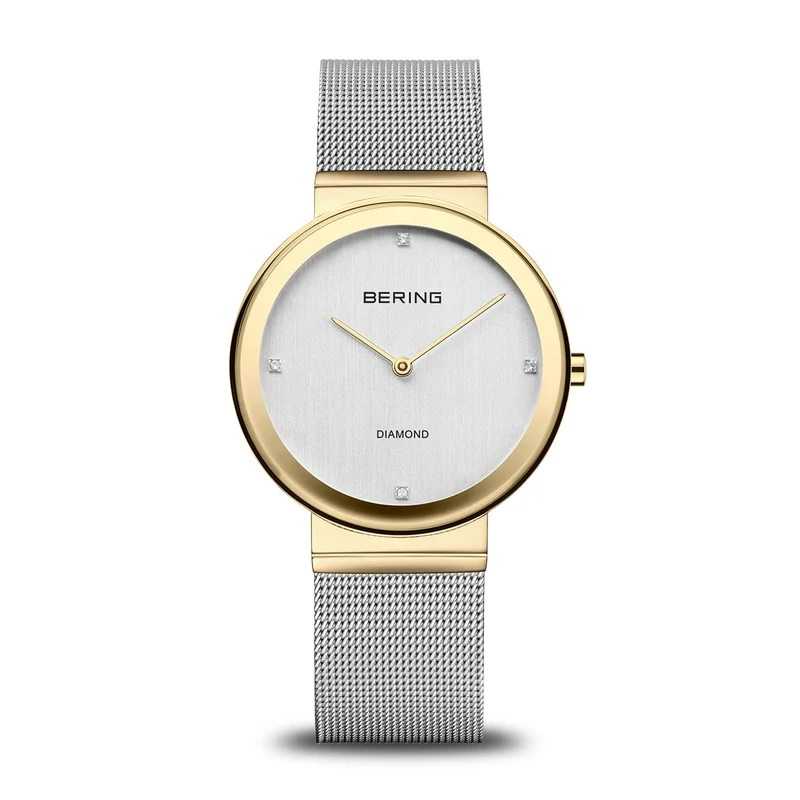 Bering Classic 10135-010 Damen Armbanduhr Bicolor • Saphirglas • Echte Diamanten