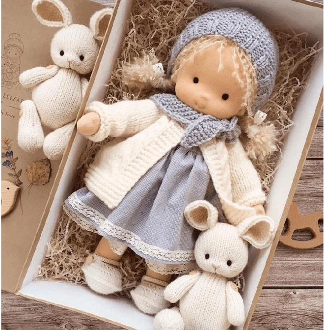 Handgemaakte Knuffelpop 35cm Zachte Vulling Katoenen Jersey Fantasiespel Creatief Speelgoed Kinderen Vanaf 2 Jaar | Sansoti