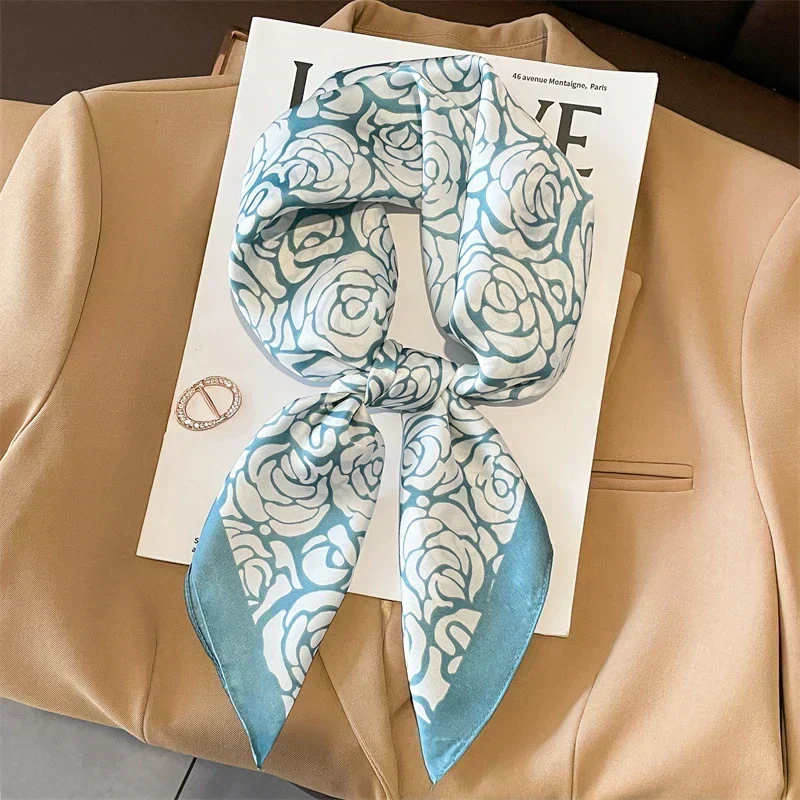 Zijden Sjaal met Ruitpatroon 70x70cm Haarband Nekdoek Voorjaar Zomer Accessoire Vierkante Sjaal Dames | Sansoti