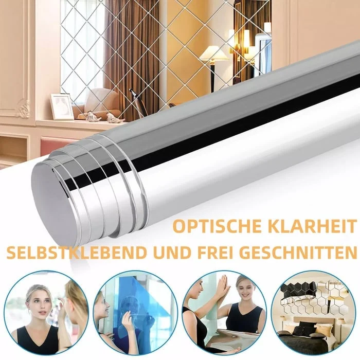 Buigbare Spiegelfolie Onbreekbaar PET 60x200 50x100 Zelfklevend Veilig Kindvriendelijk Interieur Decoratie | Sansoti