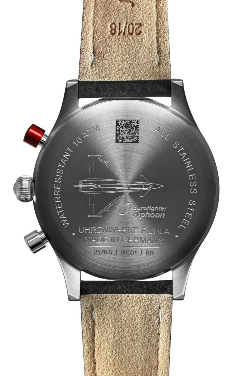 Bauhaus Aviation 2576-5 Armbanduhr Rot • Eurofighter Quarzchronograph • Mineralglas K1