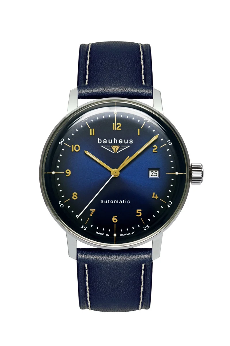 Bauhaus 2064-3 Herren Automatik Blau • Miyota 8215 Automatikwerk • Mineralglas K1