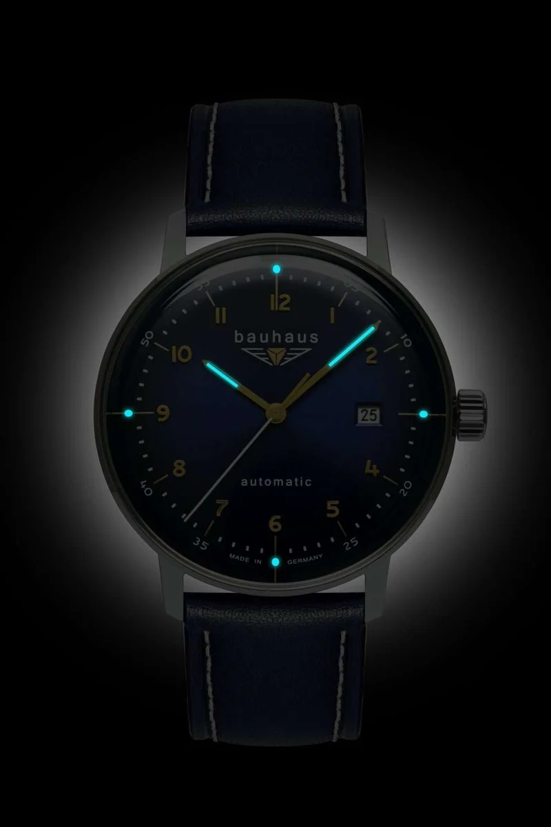 Bauhaus 2064-3 Herren Automatik Blau • Miyota 8215 Automatikwerk • Mineralglas K1