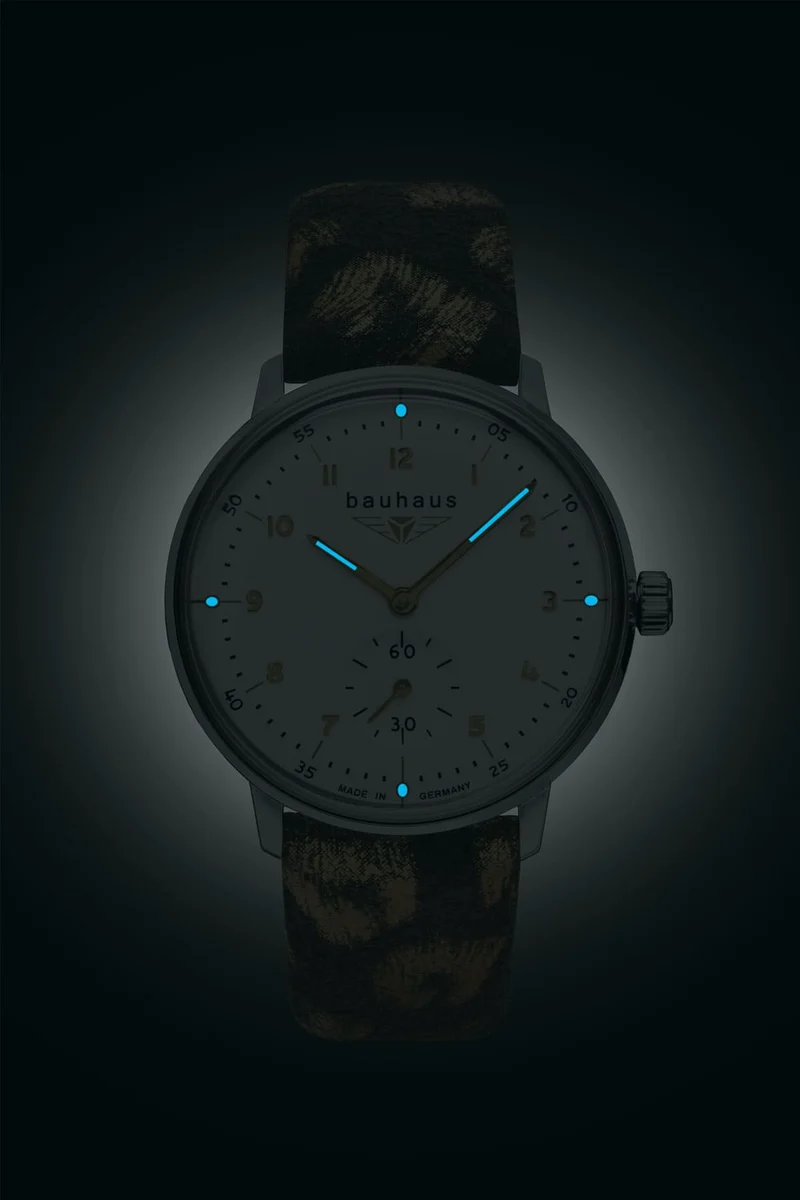Bauhaus Classic 2037-1 Damen Armbanduhr Grau/Goldfarben • Kleine Sekunde • Made in Germany