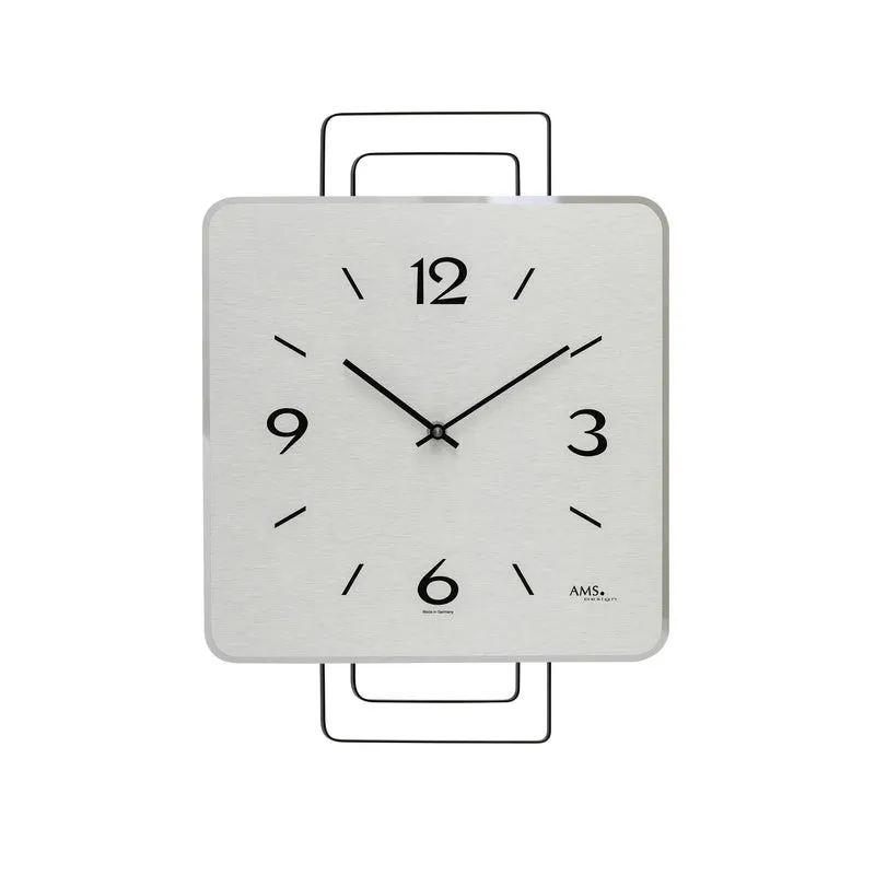 AMS W9690 Wanduhr Schwarz-Silber • Pendel-Quarzwerk • Modernes Design