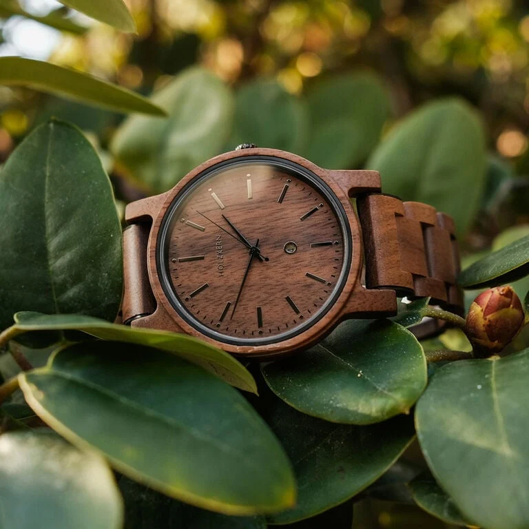 Holzkern Rilke Armbanduhr Nussbaum • Miyota Quarzwerk • Einzigartiges Holzdesign