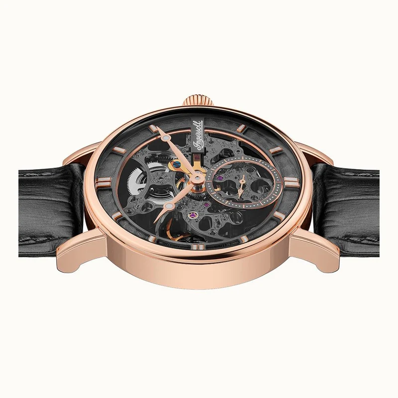 Ingersoll 1892 The Herald I00403B Herren Armbanduhr Schwarz • Skelettwerk • Roségold-Edelstahlgehäuse