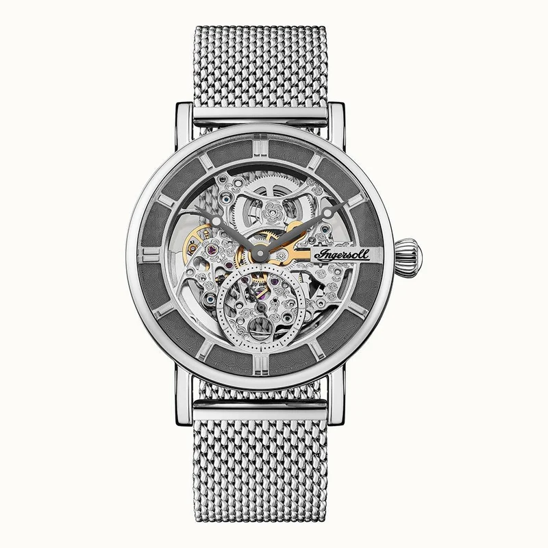 Ingersoll 1892 The Herald I00405B Herren Armbanduhr Silber • Skelettiertes Automatikwerk • Mineralglas