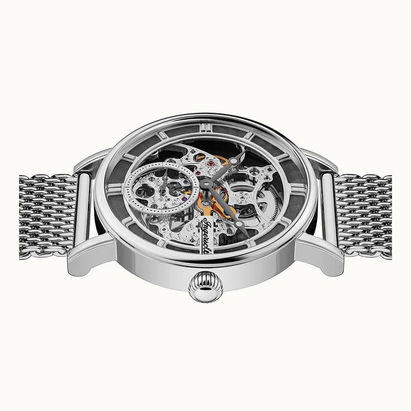 Ingersoll 1892 The Herald I00405B Herren Armbanduhr Silber • Skelettiertes Automatikwerk • Mineralglas