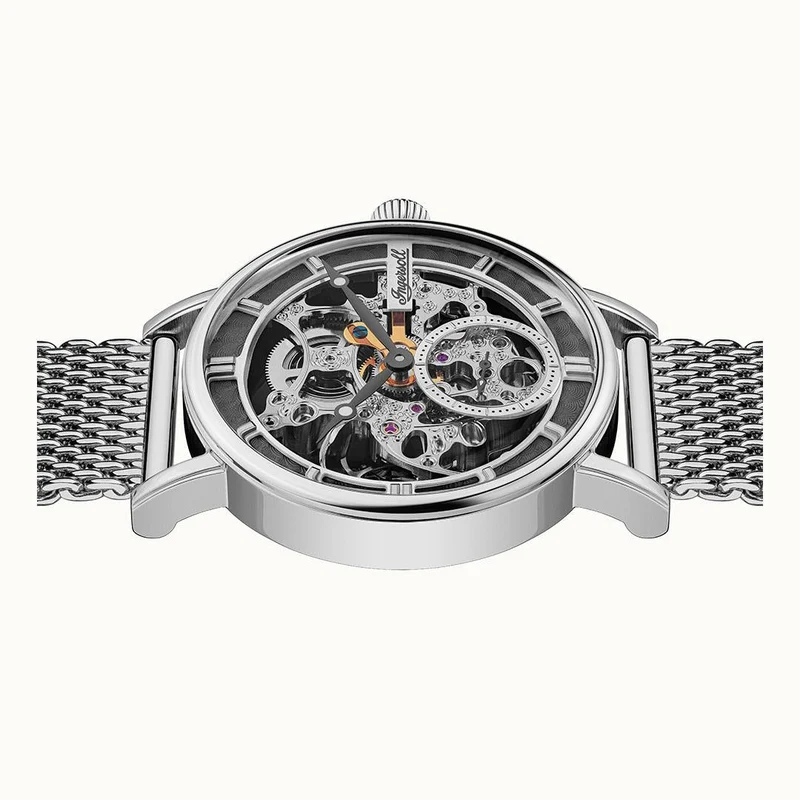 Ingersoll 1892 The Herald I00405B Herren Armbanduhr Silber • Skelettiertes Automatikwerk • Mineralglas
