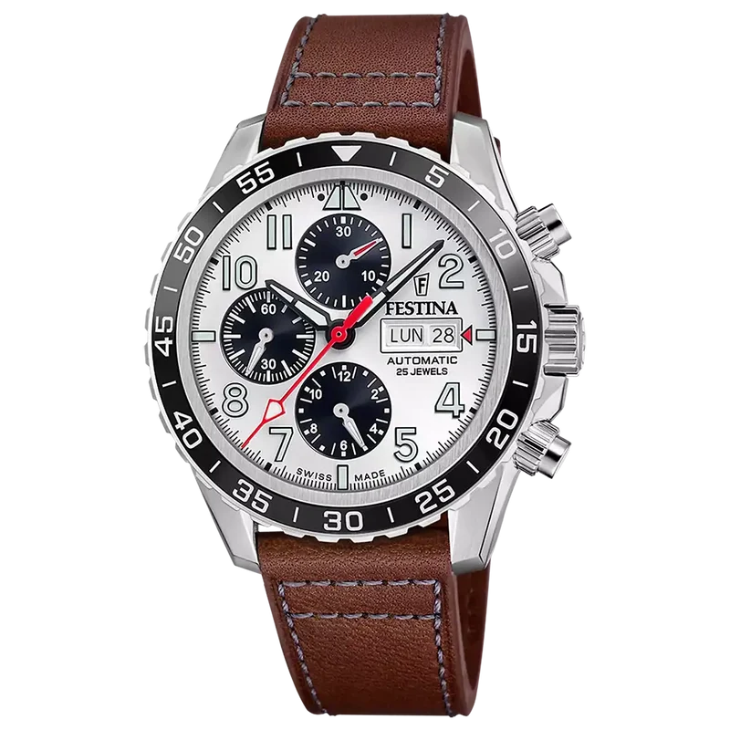 Festina Swiss Made F20056/1 Herren Armbanduhr Weiß • ETA Valjoux 7750 Automatik • Saphirglas