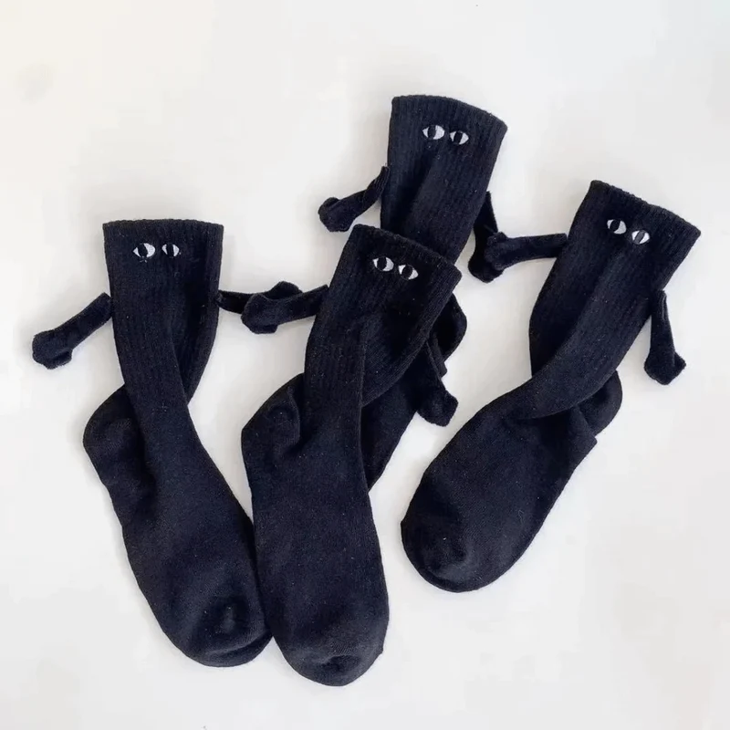 Magnetische Koppelsokken met Cartoonogen Zwart Wit Katoenmix Unisex Comfortabel Ademend Dagelijks Draagcomfort | Sansoti