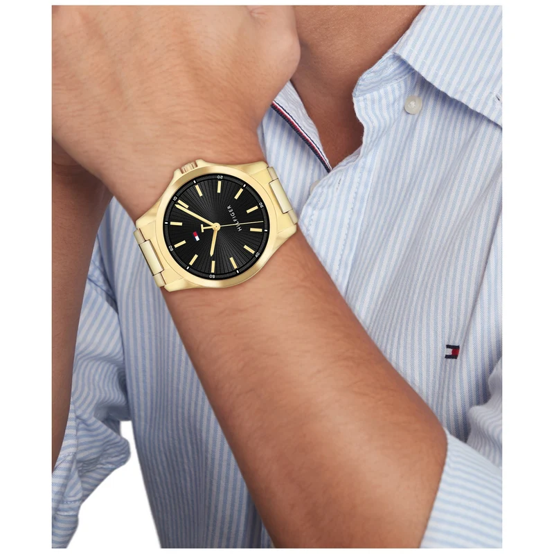 Tommy Hilfiger Bruce 1792241 Herren • Mineralglas • Goldfarben-Schwarzes Design