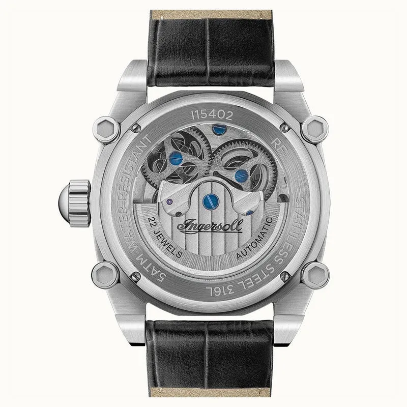 Ingersoll 1892 The Varsity I15402 Herren Armbanduhr Grau • Automatikwerk • Skelett-Zifferblatt mit Mond-/Sonnenphase