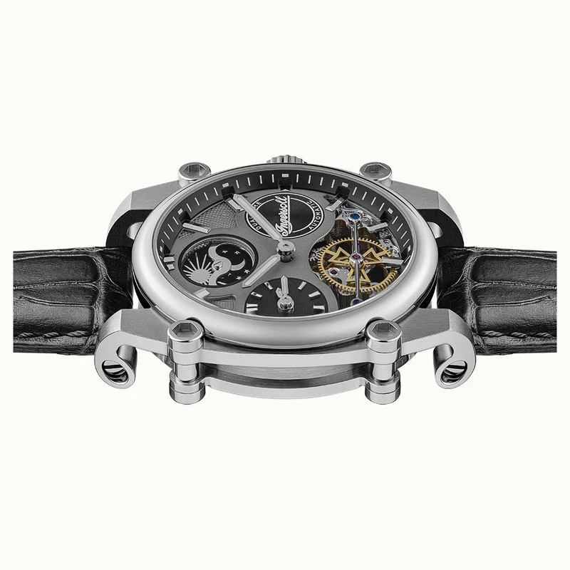 Ingersoll 1892 The Varsity I15402 Herren Armbanduhr Grau • Automatikwerk • Skelett-Zifferblatt mit Mond-/Sonnenphase