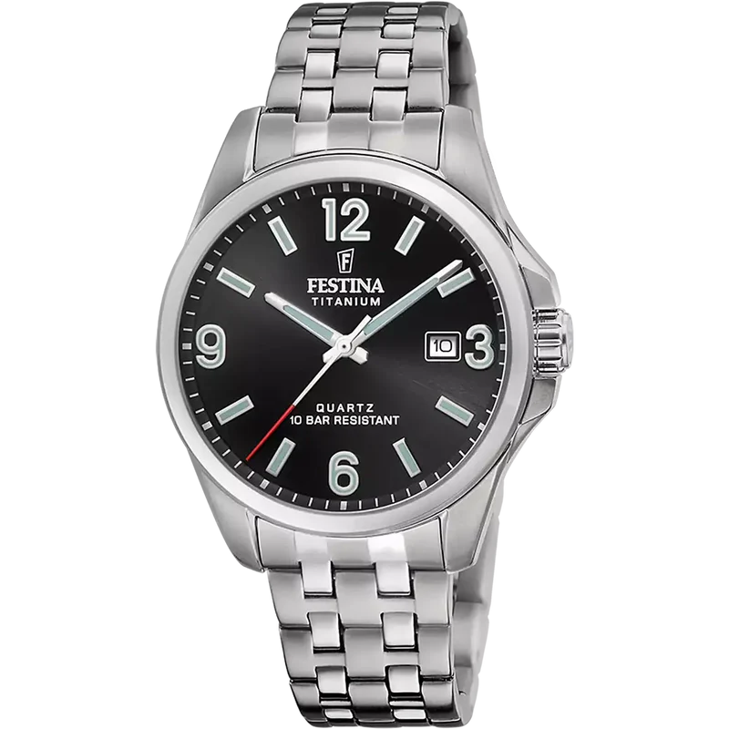 Festina Titanium F20696/3 Herren Armbanduhr Schwarz • Titan-Gehäuse & -Armband • Mineralglas