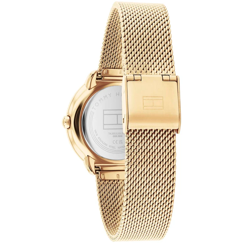 Tommy Hilfiger Demi 1782699 Damen Armbanduhr Gold • Pavé-Lünette • Milanaise-Armband