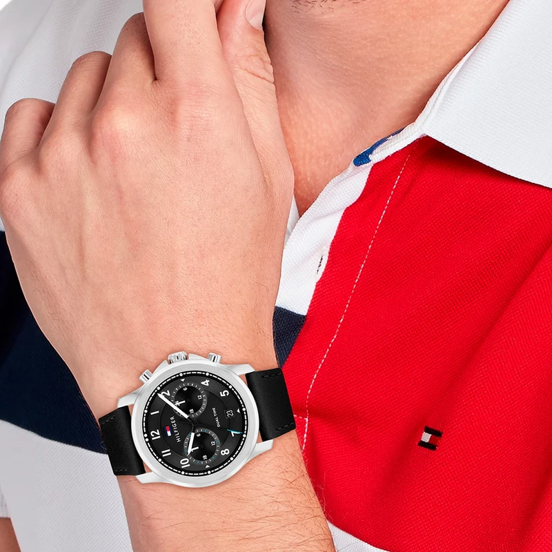 Tommy Hilfiger Wesley 1710624 Herren Armbanduhr Schwarz • Multifunktions-Zifferblatt • Mineralglasscheibe
