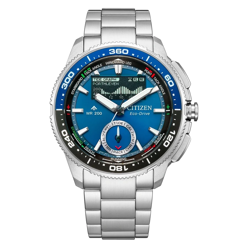 Citizen PROMASTER Wave Tracker JV3006-50L Herren Armbanduhr Blau • Eco-Drive Solar • Gezeitengraph & Regatta-Timer
