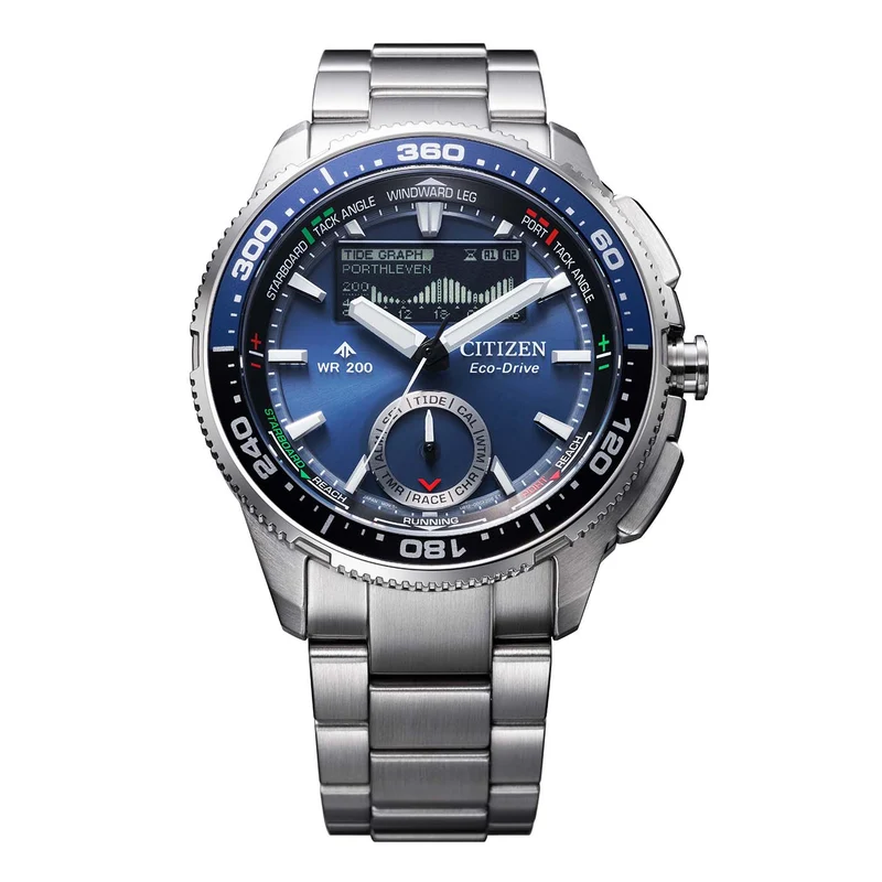 Citizen PROMASTER Wave Tracker JV3006-50L Herren Armbanduhr Blau • Eco-Drive Solar • Gezeitengraph & Regatta-Timer