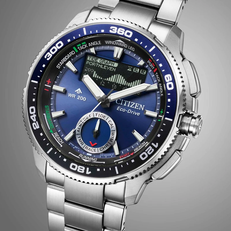 Citizen PROMASTER Wave Tracker JV3006-50L Herren Armbanduhr Blau • Eco-Drive Solar • Gezeitengraph & Regatta-Timer