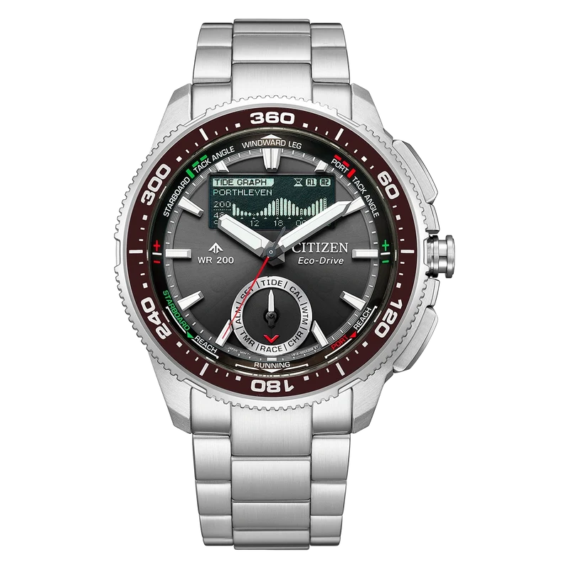 Citizen PROMASTER Wave Tracker JV3001-53E Herren Armbanduhr Schwarz • Eco-Drive Solar • Gezeitengraph & Regatta-Timer